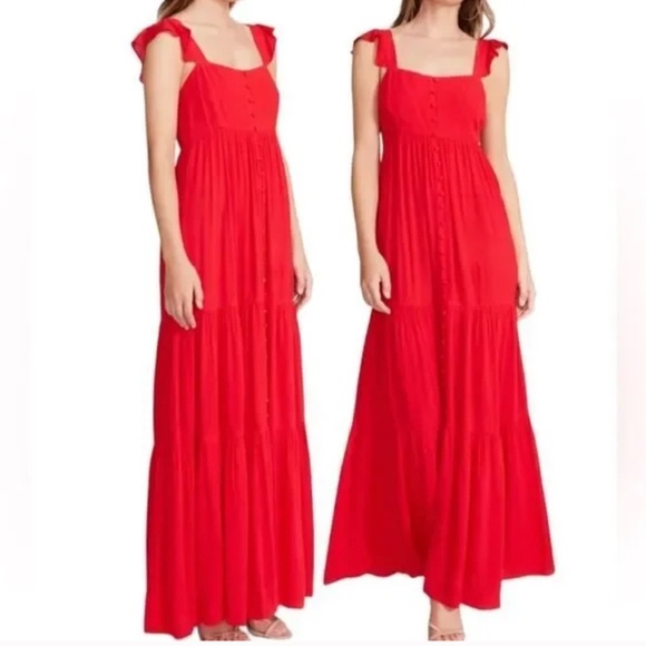 BB DAKOTA by STEVE MADDEN Ready or Yacht Red Gauze Maxi Dress Small - Picture 1 of 5